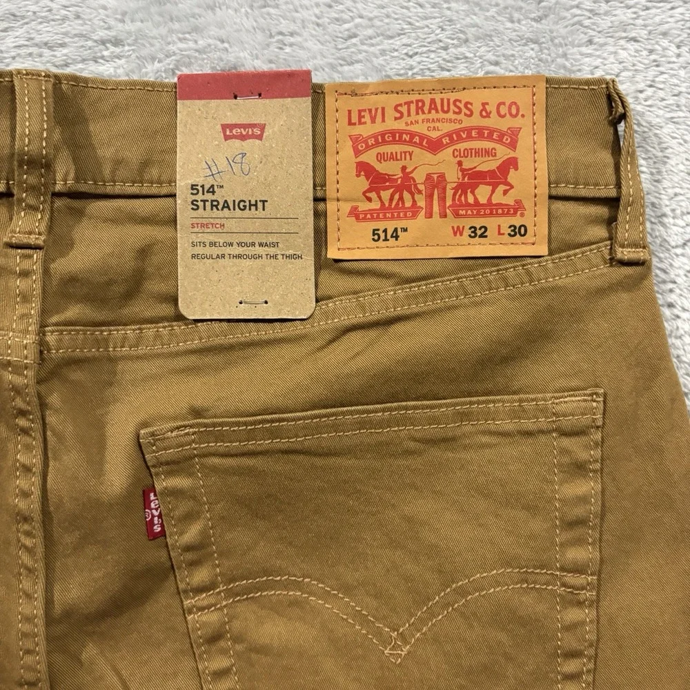 Levi's 514 Jeans Men's 32x30 Straight Mid Rise Premium Soft Twill Brown Khaki